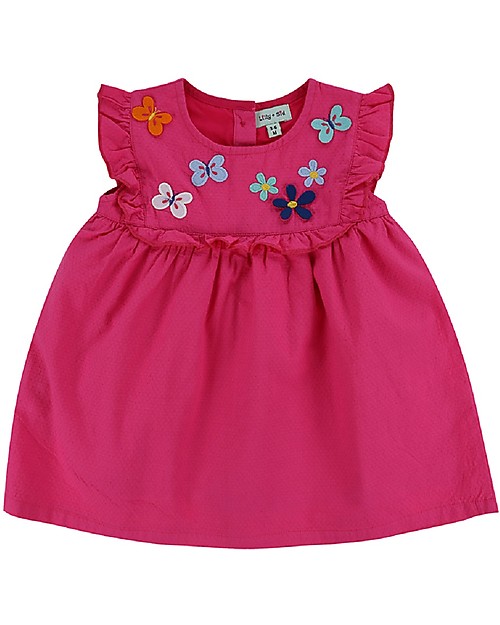 Lilly+Sid Butterfly Yoke Dress - Pink - 100% organic cotton Dresses_