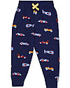 Lilly+Sid Car Print Joggers - Blue Nay - 100% GOTS Organic Cotton Trousers