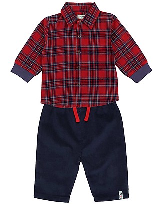 Lilly+Sid Check Shirt and Cord Trouser Set - 100% Organic Cotton Shirts And Blouses