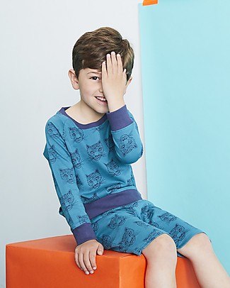 Lilly+Sid Cheetah Sweat Short - Teal - 100% organic cotton Shorts