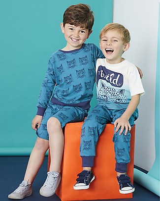 Lilly+Sid Cheetah Sweat Short - Teal - 100% organic cotton Shorts