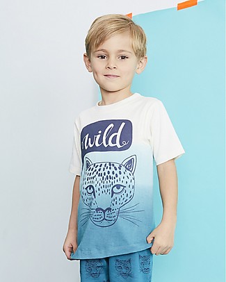 Lilly+Sid Dip Dye Wild Tiger T-shirt - Blue - 100% organic cotton T-Shirts And Vests