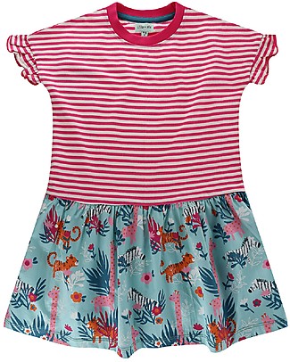 Lilly+Sid Fabric Mix Dress - Safari Stripe - 100% organic cotton Dresses