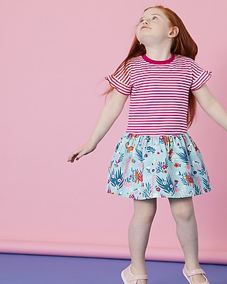 Lilly+Sid Fabric Mix Dress - Safari Stripe - 100% organic cotton Dresses