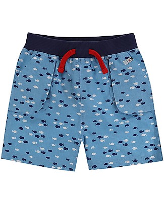 Lilly+Sid Fish Print Short - Blues - 100% organic cotton Shorts