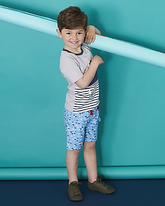 Lilly+Sid Fish Print Short - Blues - 100% organic cotton Shorts
