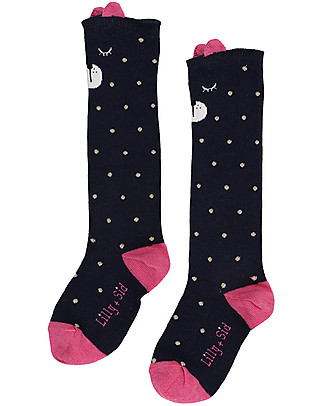 Lilly+Sid Girl Socks - Bear - Black Dots Socks