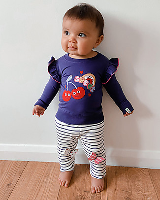 Lilly+Sid Leggings Pack of 2 - Cherry/Stripes - 100% Organic Cotton Leggings