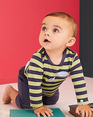 Lilly+Sid Long Sleeved Top - Dino Stripe - 100% Organic Cotton Long Sleeves Tops