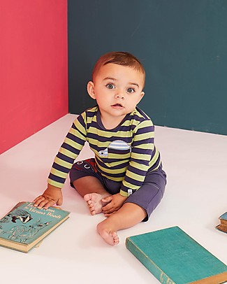 Lilly+Sid Long Sleeved Top - Dino Stripe - 100% Organic Cotton Long Sleeves Tops
