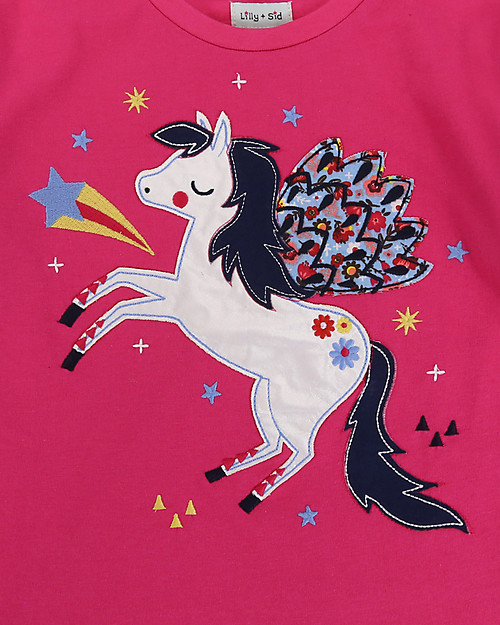 Lilly+Sid Long Sleeved Top, Pegasus Applique - 100% organic Cotton Long Sleeves Tops