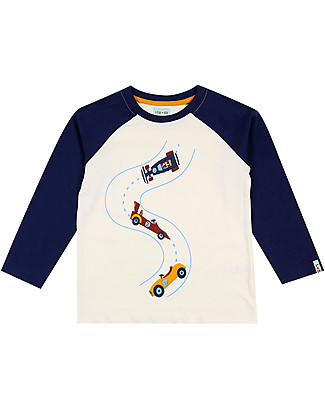 Lilly+Sid Long Sleeves Shirt - Racing Cars - Blue/Beige - 100% GOTS Organic Cotton Long Sleeves Tops