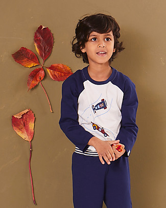 Lilly+Sid Long Sleeves Shirt - Racing Cars - Blue/Beige - 100% GOTS Organic Cotton Long Sleeves Tops
