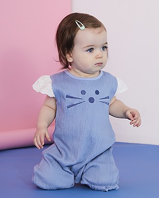 Lilly+Sid Pretty Kitty Romper - 100% organic cotton Short Rompers