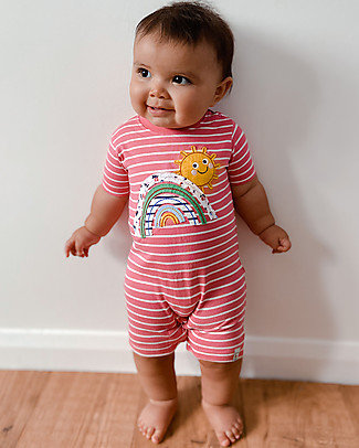 Lilly+Sid Print Romper Rain - Rainbow - 100% organic cotton Short Rompers