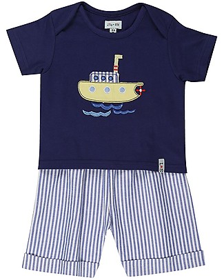 Lilly+Sid Set T-Shirt+Shorts - Submarine/Stripes - 100% Organic Cotton Sets And Co-Ords