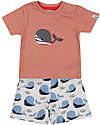 Lilly+Sid Set T-Shirt+Shorts - Whales - Blue/Orange/White - 100% GOTS Organic Cotton Sets And Co-Ords