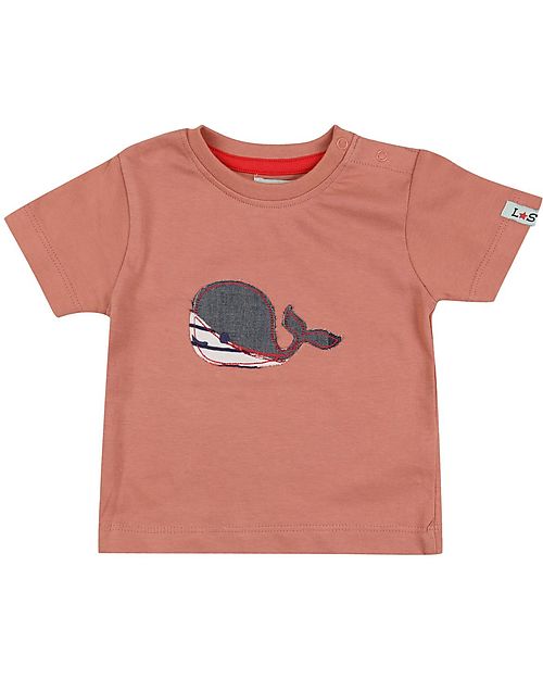 Lilly+Sid Set T-Shirt+Shorts - Whales - Blue/Orange/White - 100% GOTS Organic Cotton Sets And Co-Ords