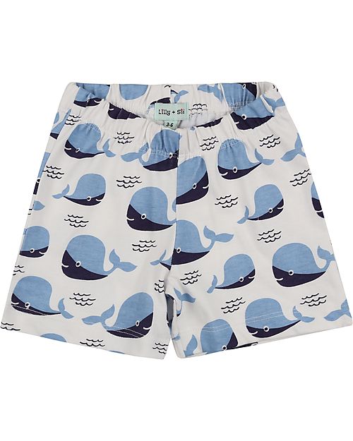 Lilly+Sid Set T-Shirt+Shorts - Whales - Blue/Orange/White - 100% GOTS Organic Cotton Sets And Co-Ords