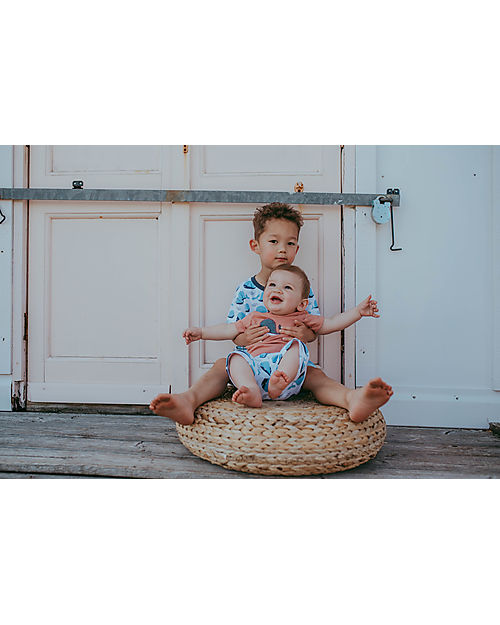 Lilly+Sid Set T-Shirt+Shorts - Whales - Blue/Orange/White - 100% GOTS Organic Cotton Sets And Co-Ords