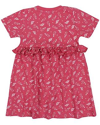 Lilly+Sid Short Sleeved Dress - Seahorses - Pink - 100% GOTS Organic Cotton Dresses_