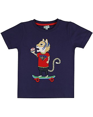 Lilly+Sid Skating Tiger Tee - navy - 100% organic cotton T-Shirts And Vests