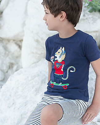 Lilly+Sid Skating Tiger Tee - navy - 100% organic cotton T-Shirts And Vests