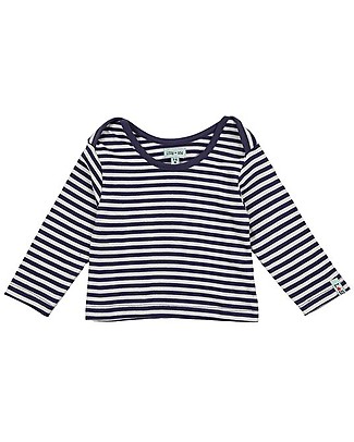 Lilly+Sid Stripe Layering Top - Blue - 100% Organic Cotton Long Sleeves Tops