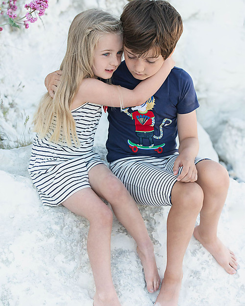 Lilly+Sid Stripe playsuit - navy - 100% organic cotton Sets And Co-Ords