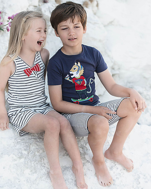 Lilly+Sid Stripe playsuit - navy - 100% organic cotton Sets And Co-Ords