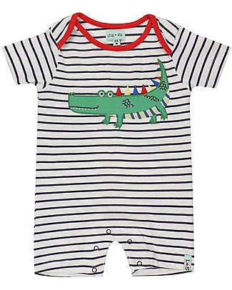 Lilly+Sid Stripe Romper Croc - Crocodile - 100% Organic Cotton Short Rompers