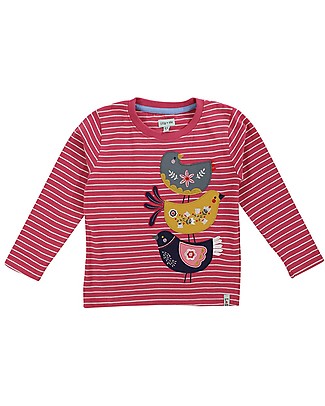 Lilly+Sid Striped Top - Birds Applique - 100% Organic Cotton Long Sleeves Tops