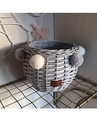 LiLu Barrel Basket - Grey - 10 cm - 100% Wicker Storage organisers