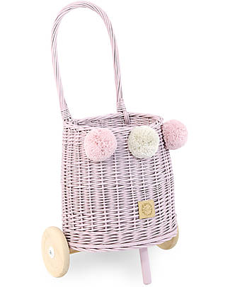 LiLu Buggy Toy Cart - Dirty Pink - 25 cm - 100% Wicker Toy Prams