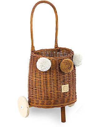 LiLu Buggy Toy Cart - Natural - 25 cm - 100% Wicker Toy Prams