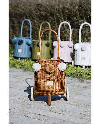 LiLu Buggy Toy Cart - Natural - 25 cm - 100% Wicker Toy Prams