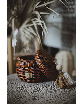 LiLu Casket with Tassel Medium - Natural - 22 cm - 100% Wicker Storage organisers
