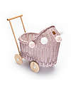 LiLu Doll Pram Low - Dirty Pink - 47 cm - 100% Wicker Toy Prams