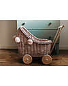LiLu Doll Pram Low - Dirty Pink - 47 cm - 100% Wicker Toy Prams