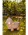 LiLu Doll Pram Low - Dirty Pink - 47 cm - 100% Wicker Toy Prams