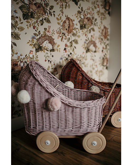 Lilu wicker dolls clearance pram dusty pink