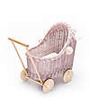 LiLu Doll Pram Low - Dirty Pink - 47 cm - 100% Wicker Toy Prams