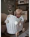 LiLu Doll Pram Low - White - 47 cm - 100% Wicker Toy Prams