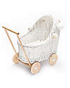 LiLu Doll Pram Low - White - 47 cm - 100% Wicker Toy Prams