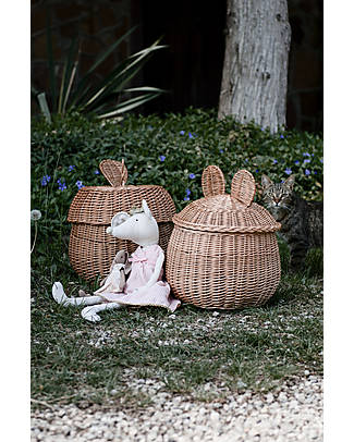 LiLu Teddy Basket - 40 cm - 100% Raw Wicker Storage organisers