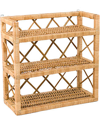 LiLu Wall Bookshelf - 100% Raw Wicker Montessori Bookcases