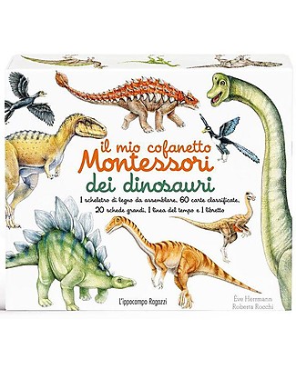 L'ippocampo Ragazzi My Montessori Box of Dinosaurs - Booklet + Cards + Model Montessori Toys