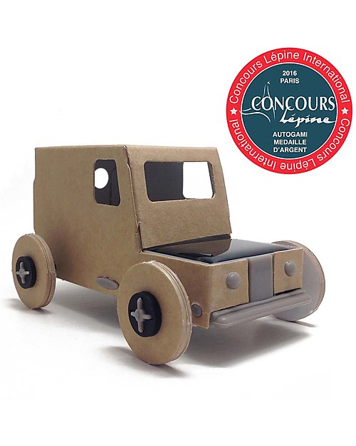 Litogami Autogami, Cardboard Car with Solar-Led Panel! Eco, 2-minutes assembling! Art & Craft Kits