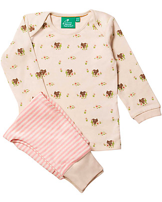 Little Green Radicals Autumn Squirrel Playset - Cream and Striped Pink - 100% Organic Cotton Sets And Co-Ords