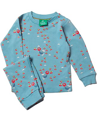 Little Green Radicals Cherry Blossom Pyjamas - Hummingbird - Sky Blue - 100% Organic Cotton Pyjamas